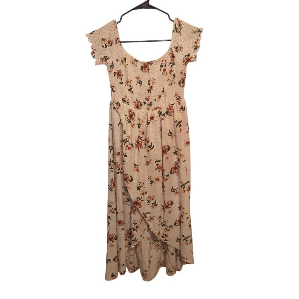altar'd state Women's Beige Floral Short Sleeve Dress Size Large Long Summer